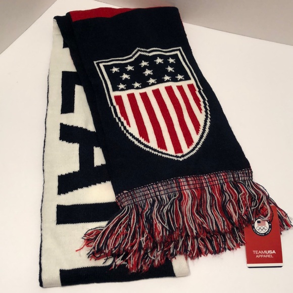 NWT Team USA Olympics Scarf Olympics Apparel Red White Blue Fringe Trim Winter - Picture 1 of 7